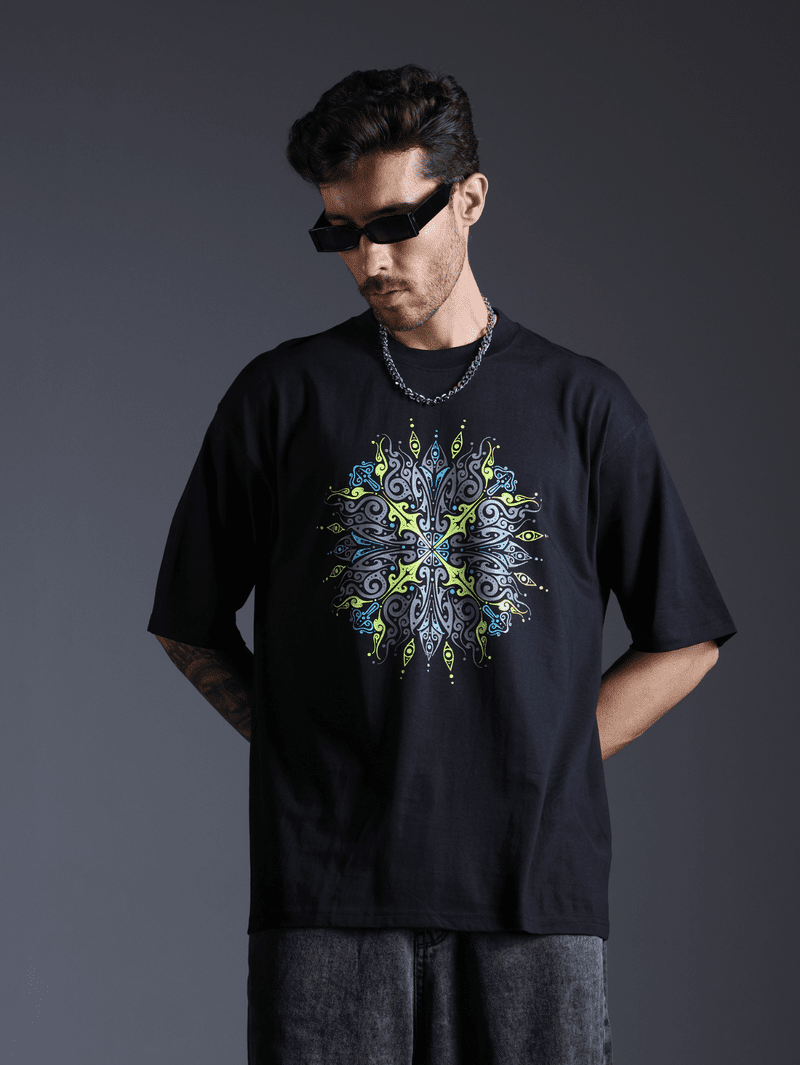 Shroom Mandala Glow in the Dark | UV Light Reactive Oversized T-Shirt