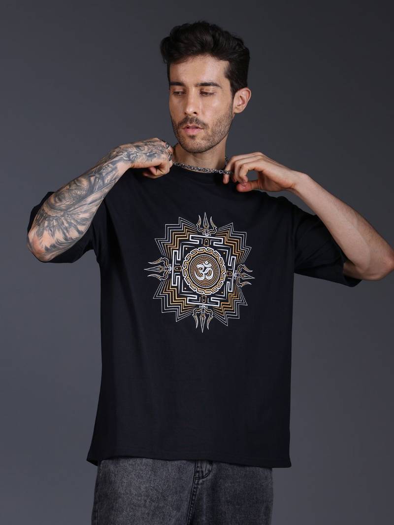 Om Yantra Glow in the Dark | UV Light Reactive Oversized T-Shirt