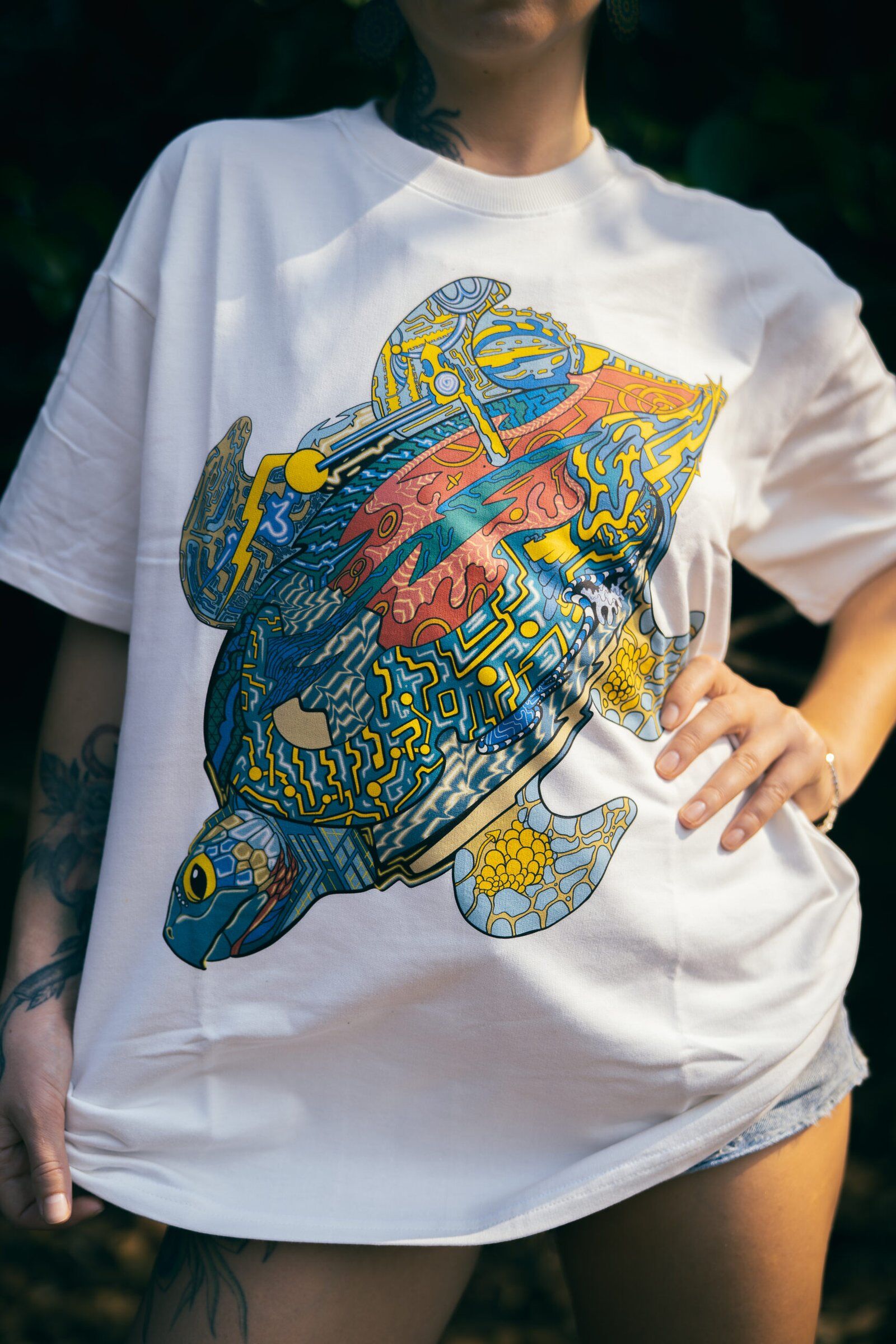 DSC09278-Enhanced-NR TURTLE White Oversized T-Shirt - Image 1