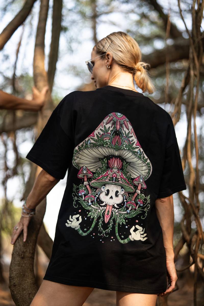 MAGIC MUSHROOM Black Oversized T-Shirt - Image 1