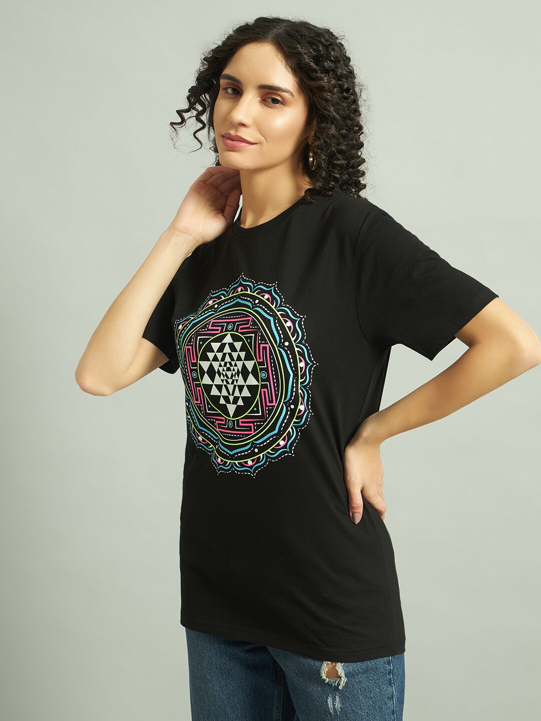 Shri Yantra Glow in the Dark | UV Reactive Women T-Shirt
